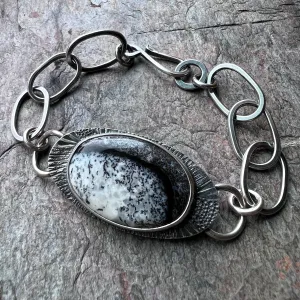 Dendritic Opal Sterling Silver Bracelet - Handmade One-of-a-kind Bracelet