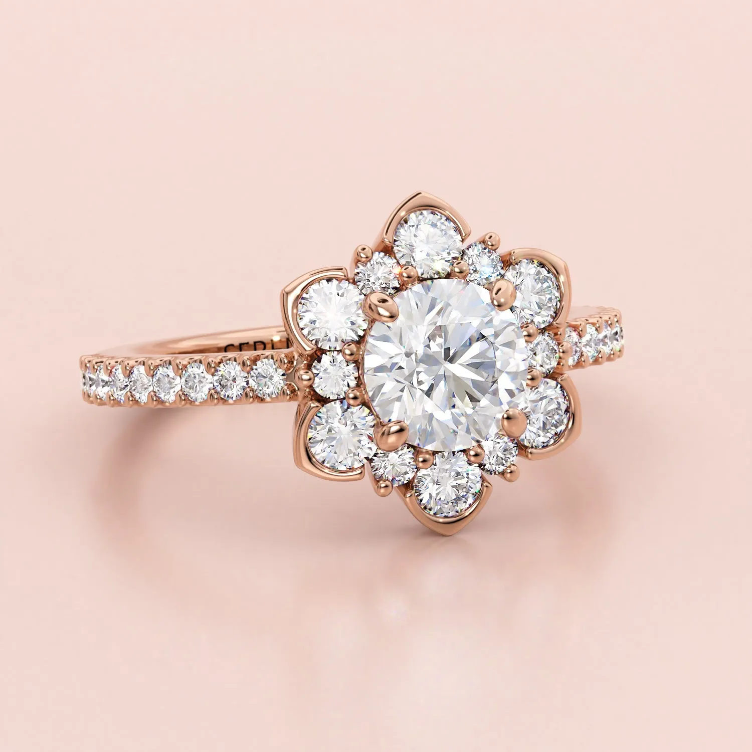 Diamond Halo Moissanite Engagement Ring - Sparkling Snowflake
