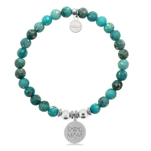 Dog Mom Charm with Blue Opal Jade Charity Bracelet