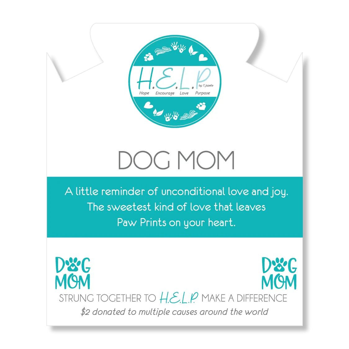 Dog Mom Charm with Blue Opal Jade Charity Bracelet