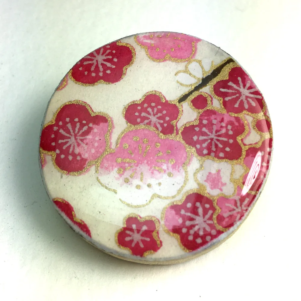 Draughts Piece Brooch - Sakura Fushia