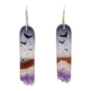 Earrings - Crystal Flock (Smoky Amethyst) by Fernworks