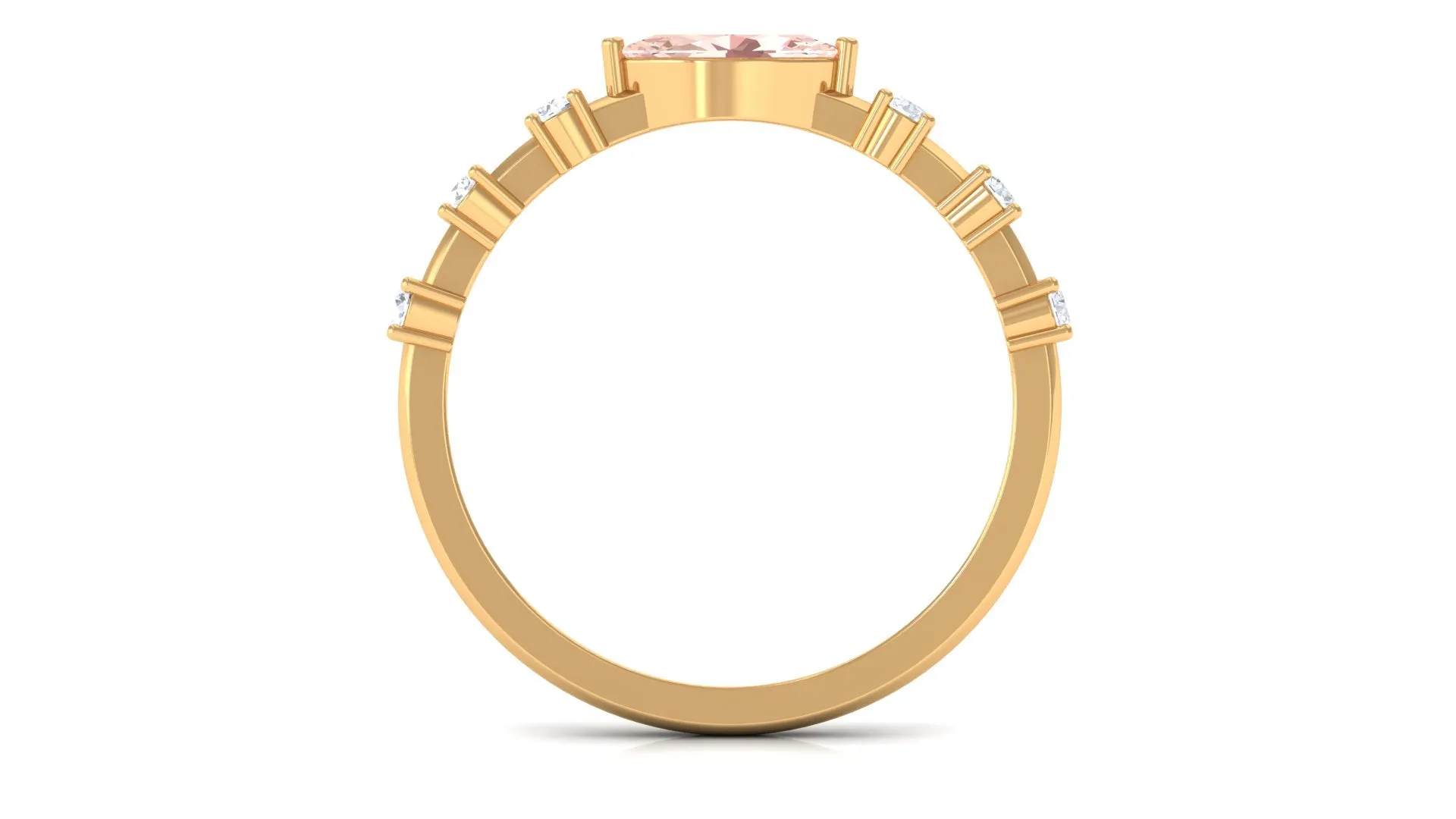East West Marquise Morganite and Diamond Engagement Ring