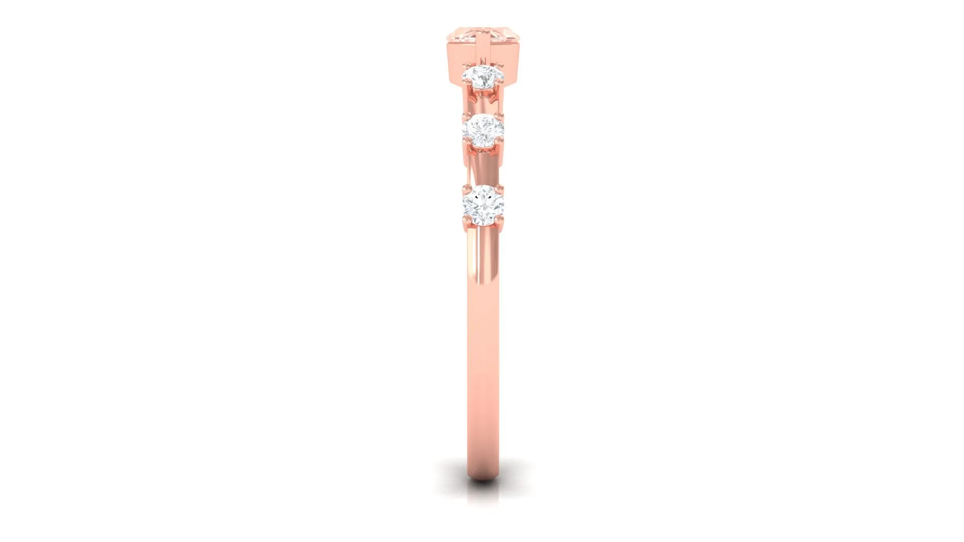 East West Marquise Morganite and Diamond Engagement Ring
