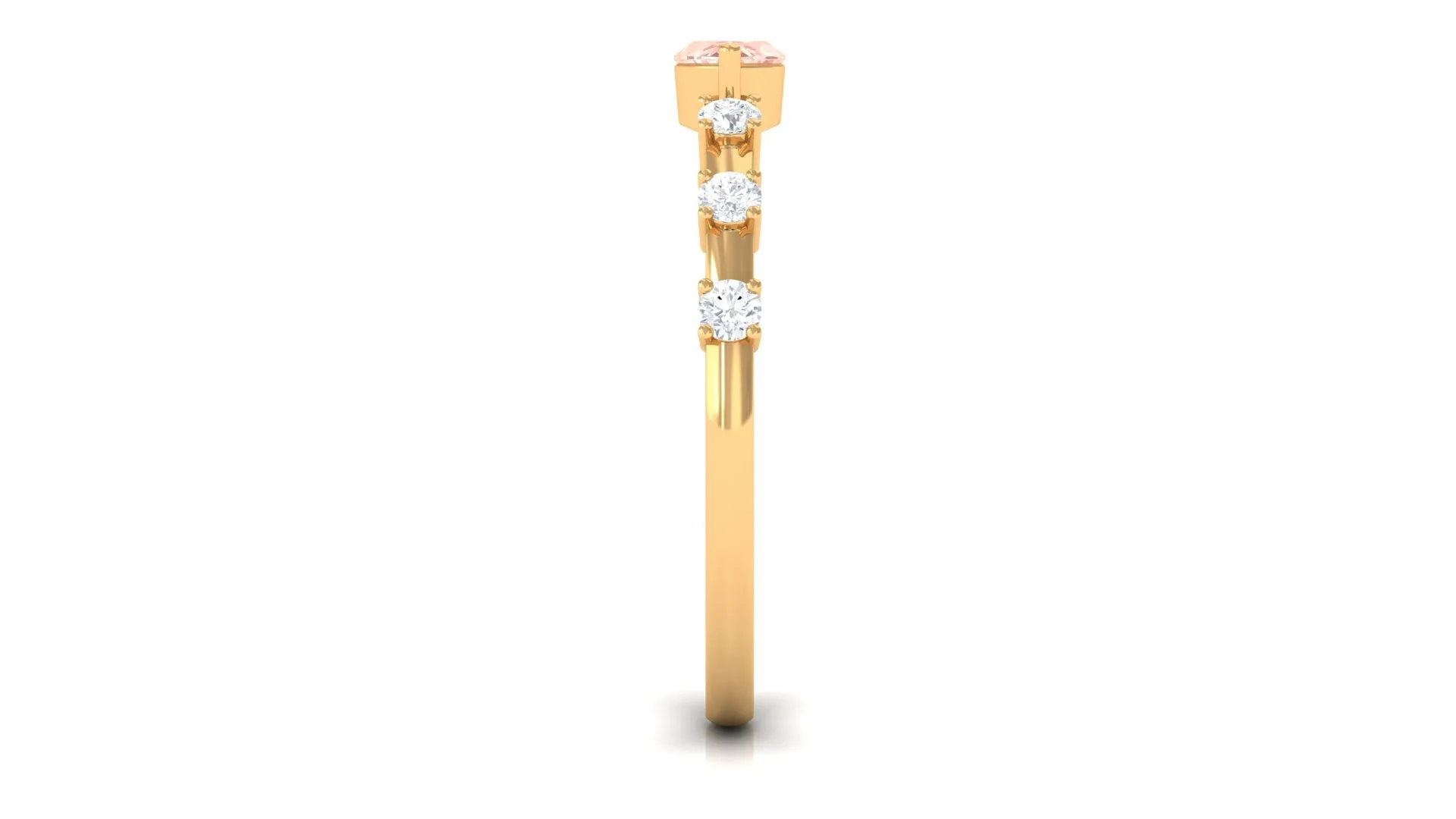 East West Marquise Morganite and Diamond Engagement Ring