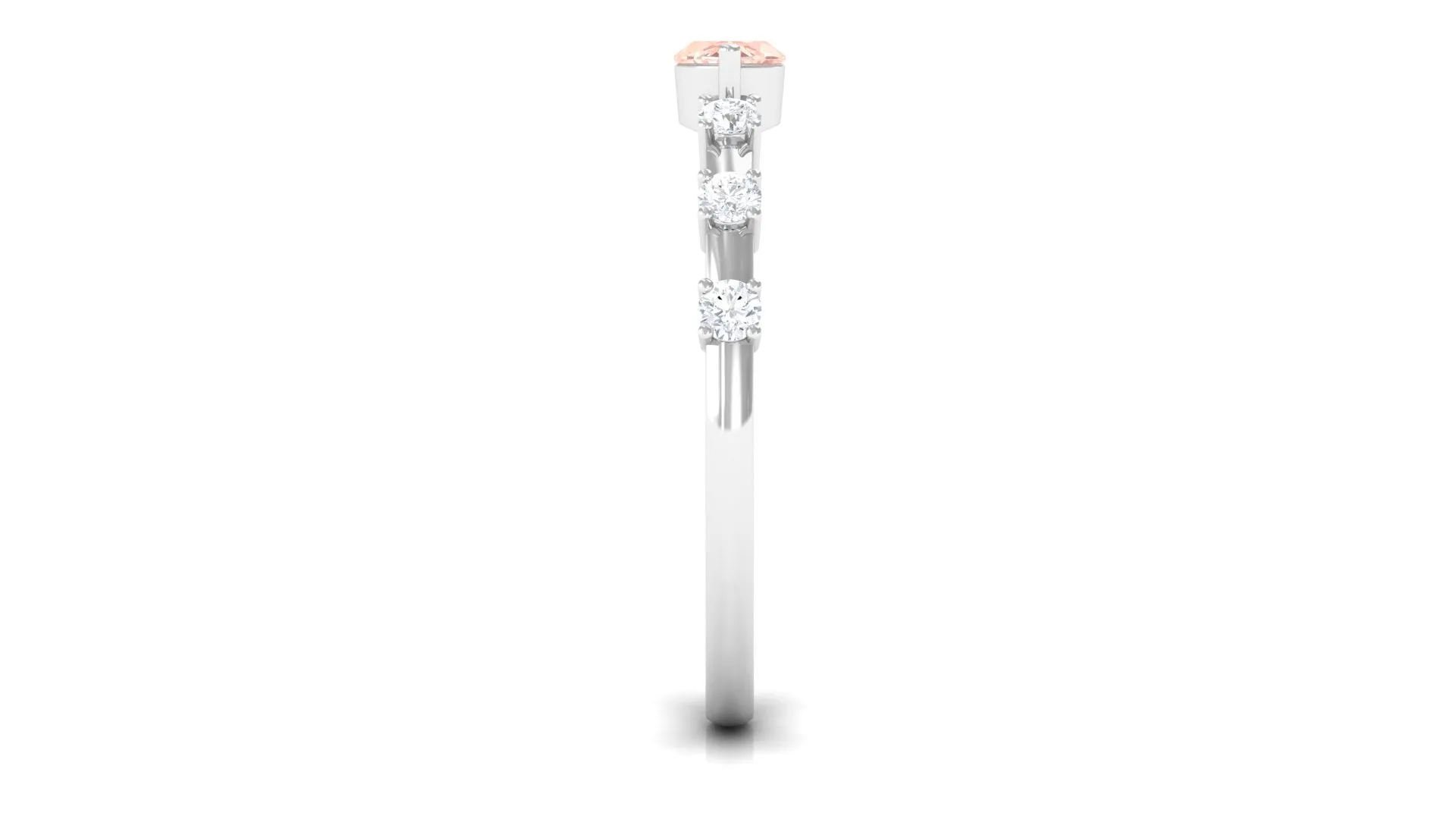 East West Marquise Morganite and Diamond Engagement Ring