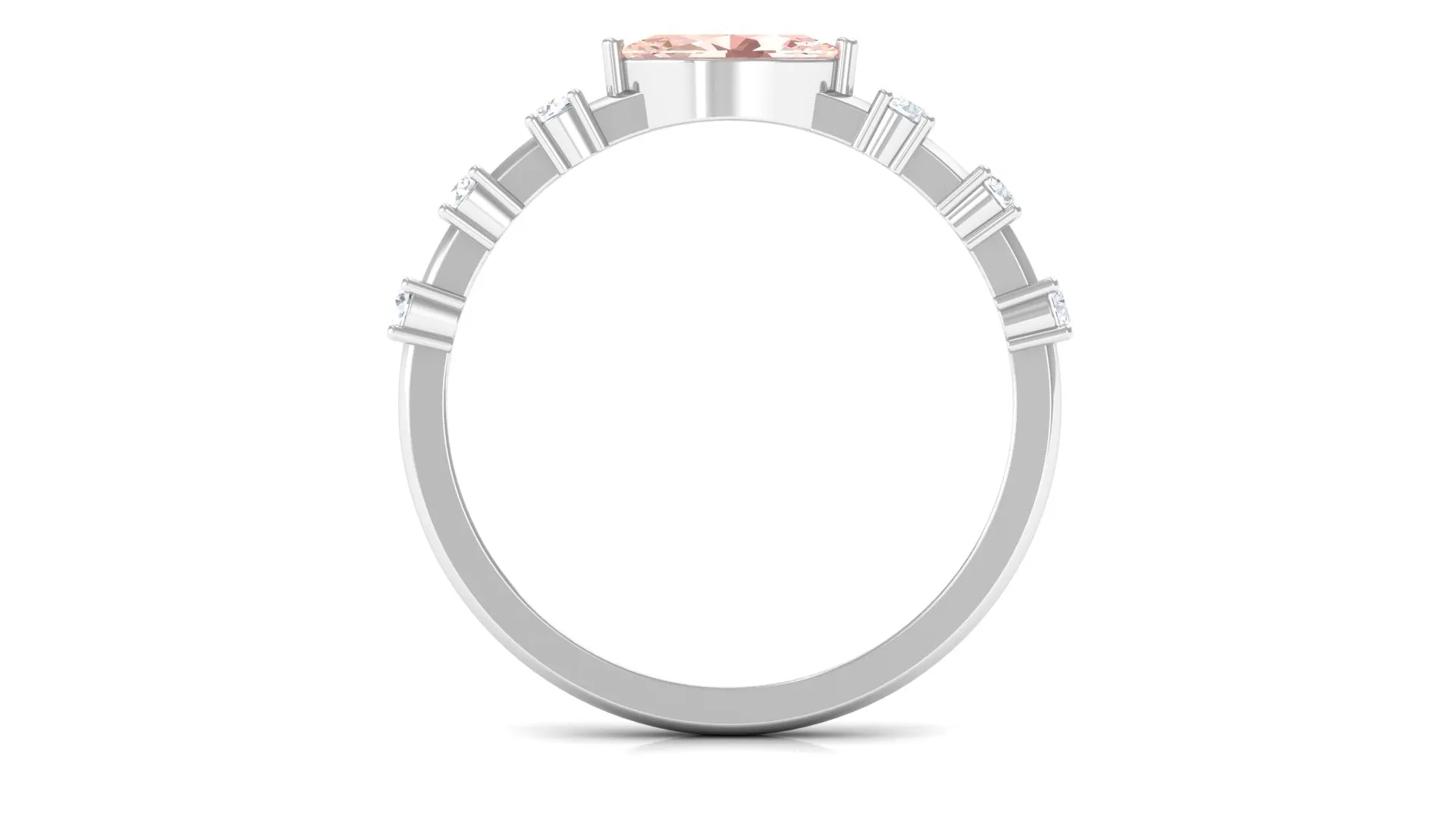 East West Marquise Morganite and Diamond Engagement Ring