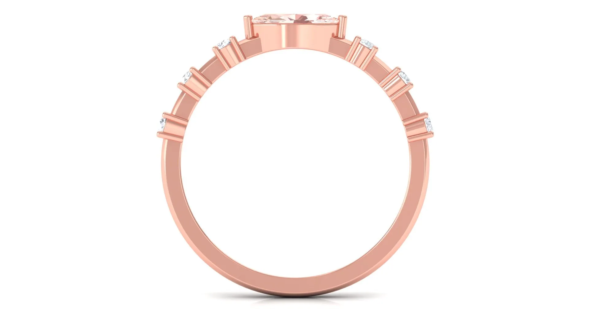 East West Marquise Morganite and Diamond Engagement Ring