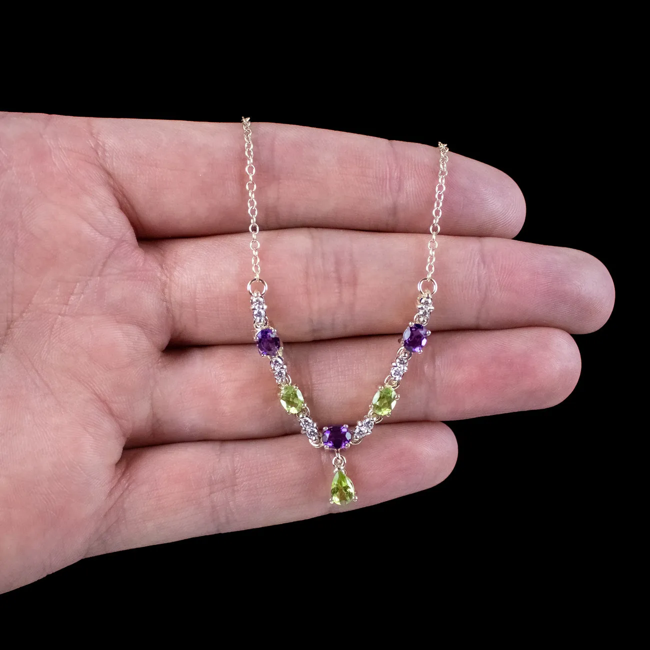 Edwardian Style Suffragette Lavaliere Necklace 9ct Gold