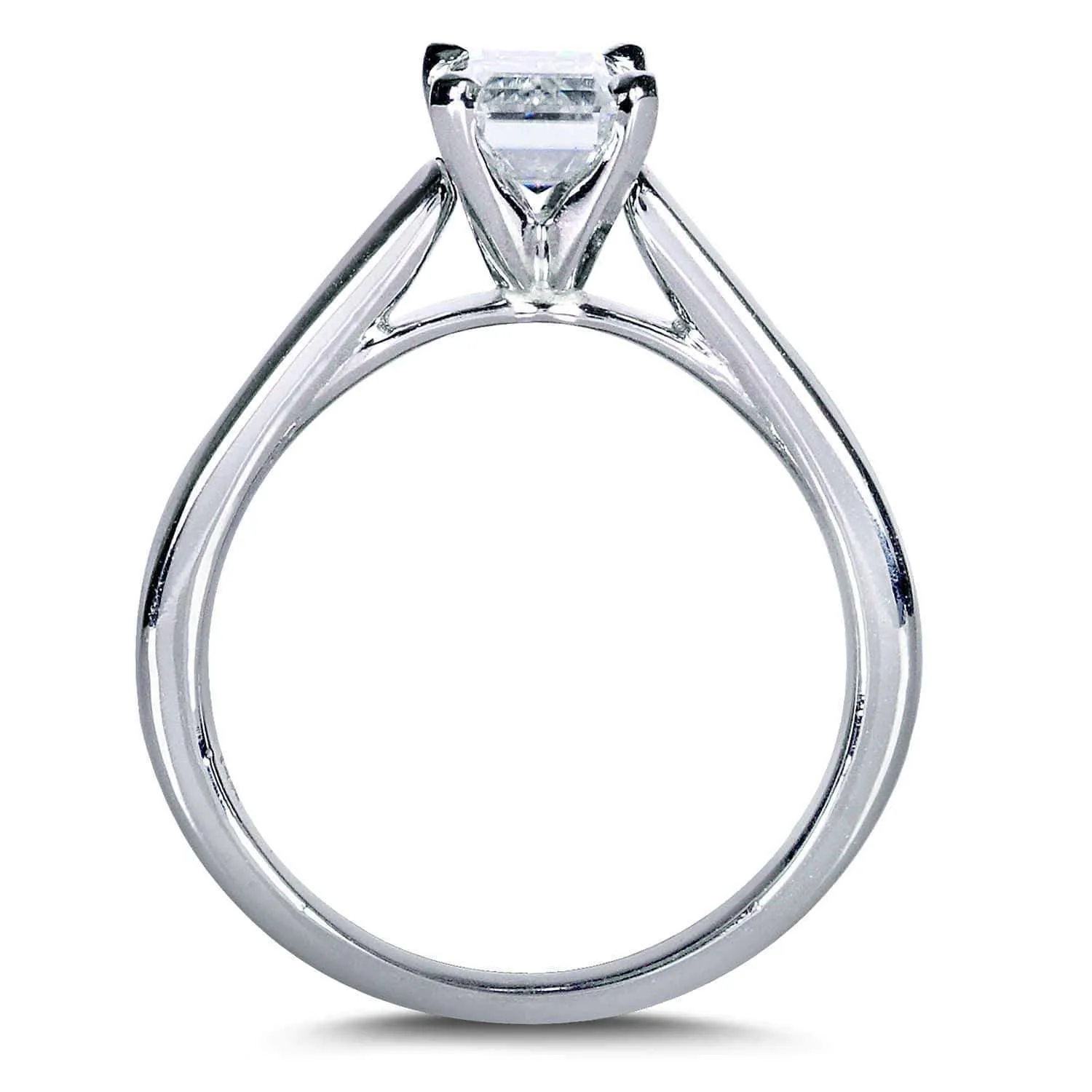 Emerald Shape Moissanite Engagement Ring 1 Carat 14k White Gold