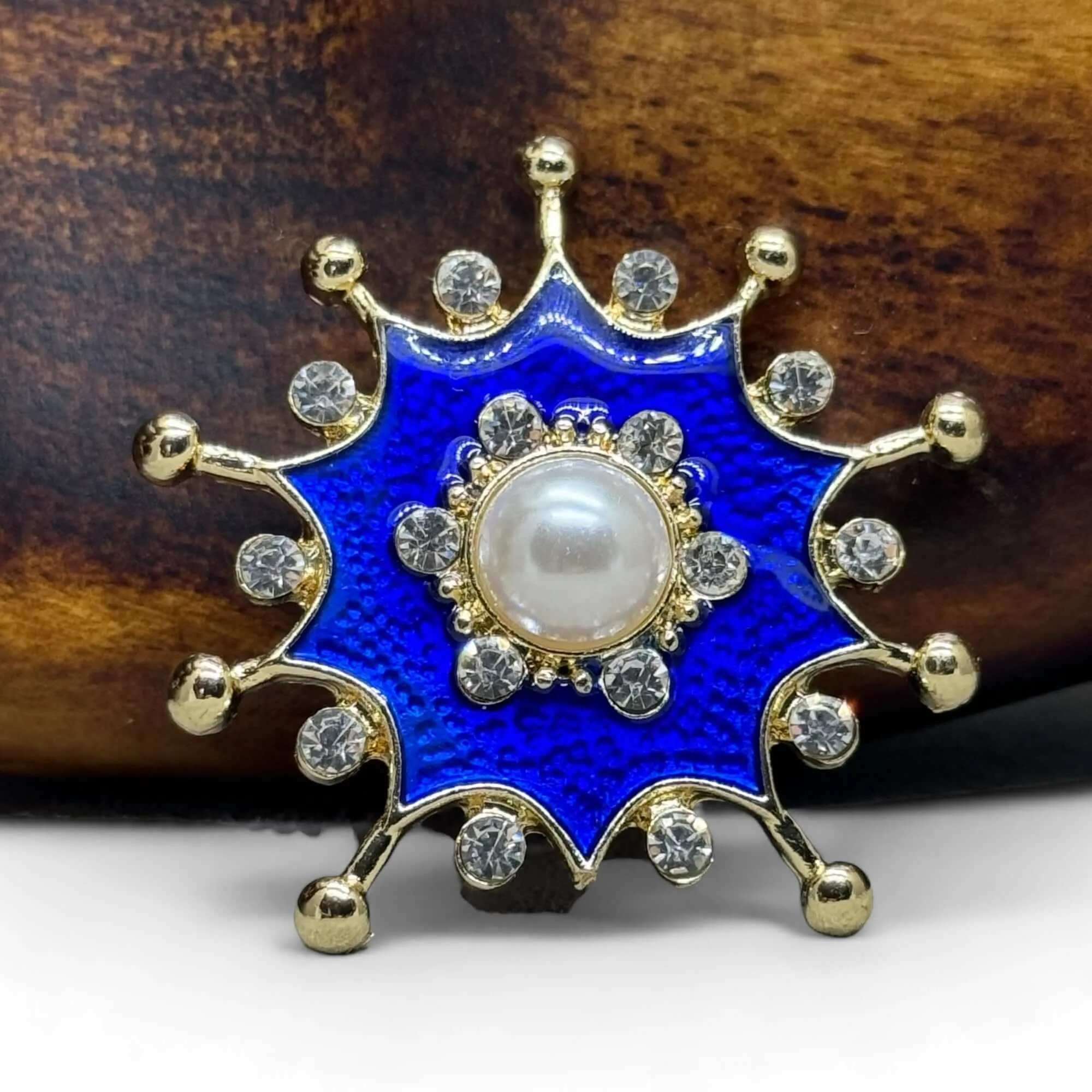 Faux Pearl And Enamel Star Brooch
