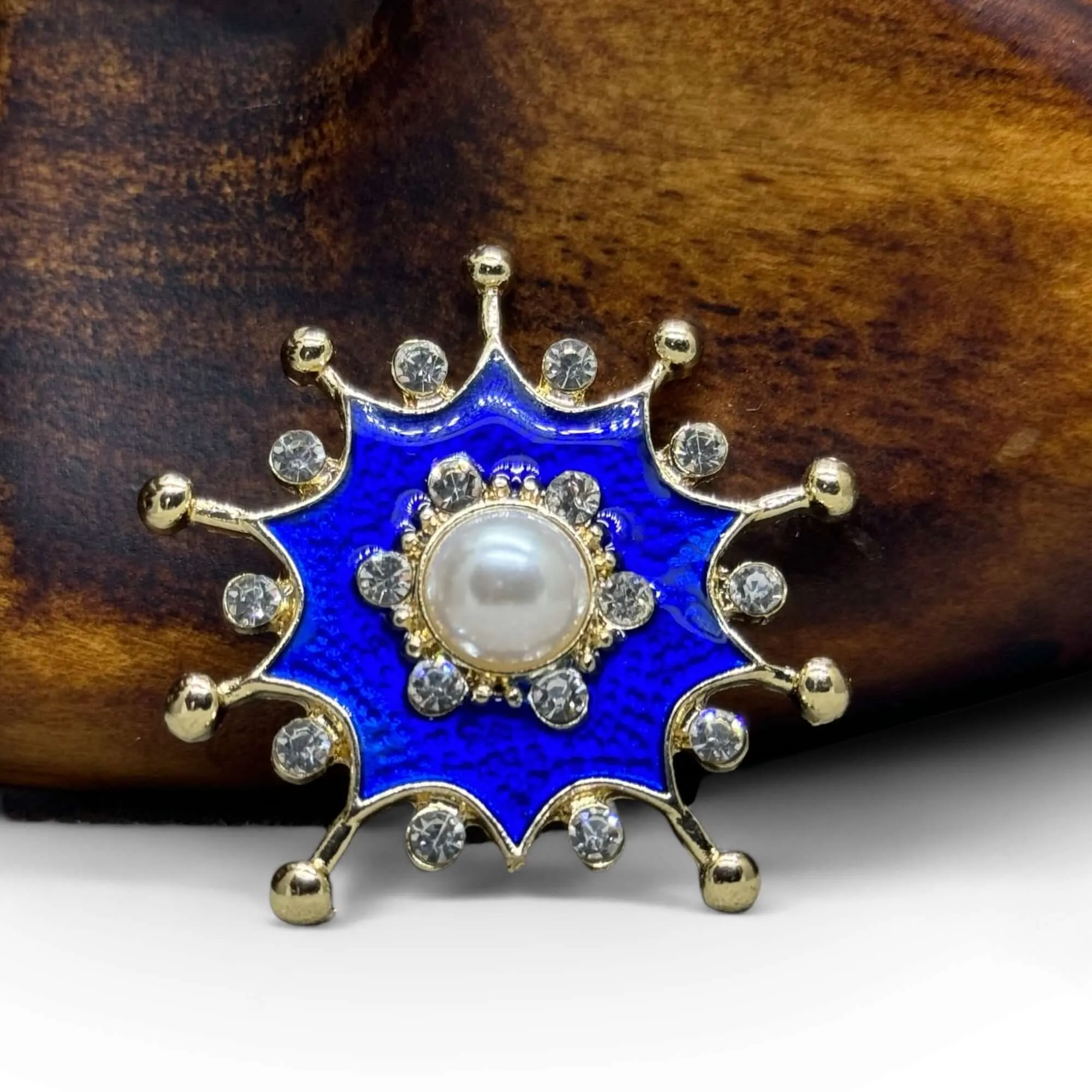 Faux Pearl And Enamel Star Brooch