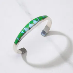 Gaspeite & Opal USA Handmade 925 Sterling Silver Cuff
