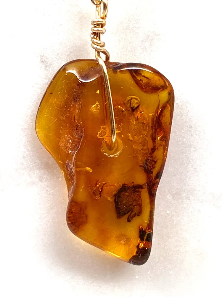 Genuine Natural Baltic Amber Necklace #15 - 16 Kt Gold plated chain necklace Handmade Jewelry - Great gift