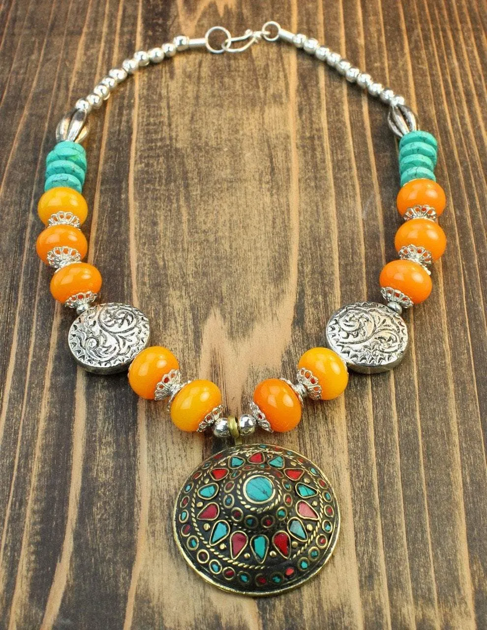 Golden Beaded OM Necklace
