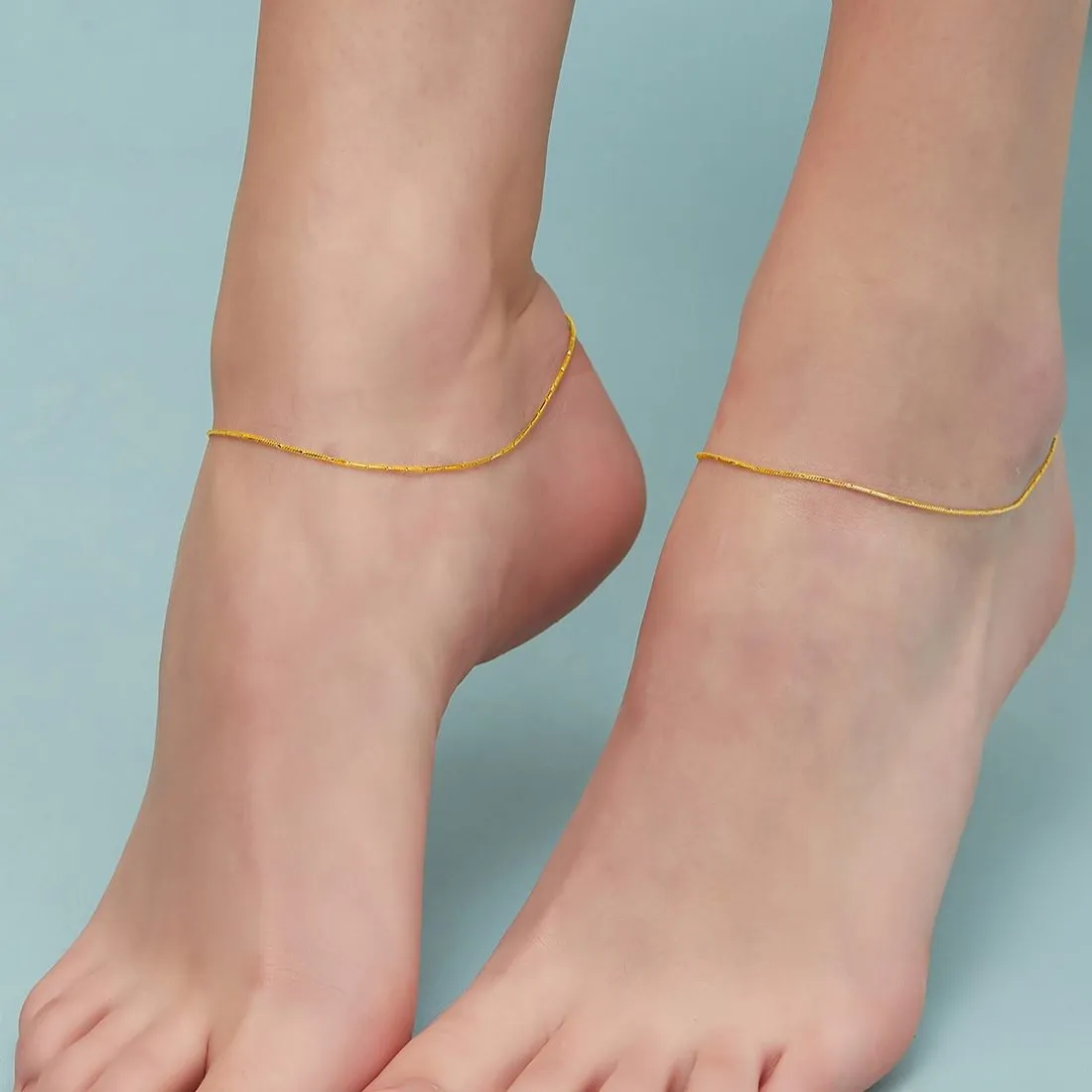 Golden Serenity 925 Sterling Silver Snake Chain Anklet
