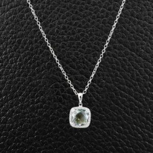 Green Amethyst & Diamond Pendant