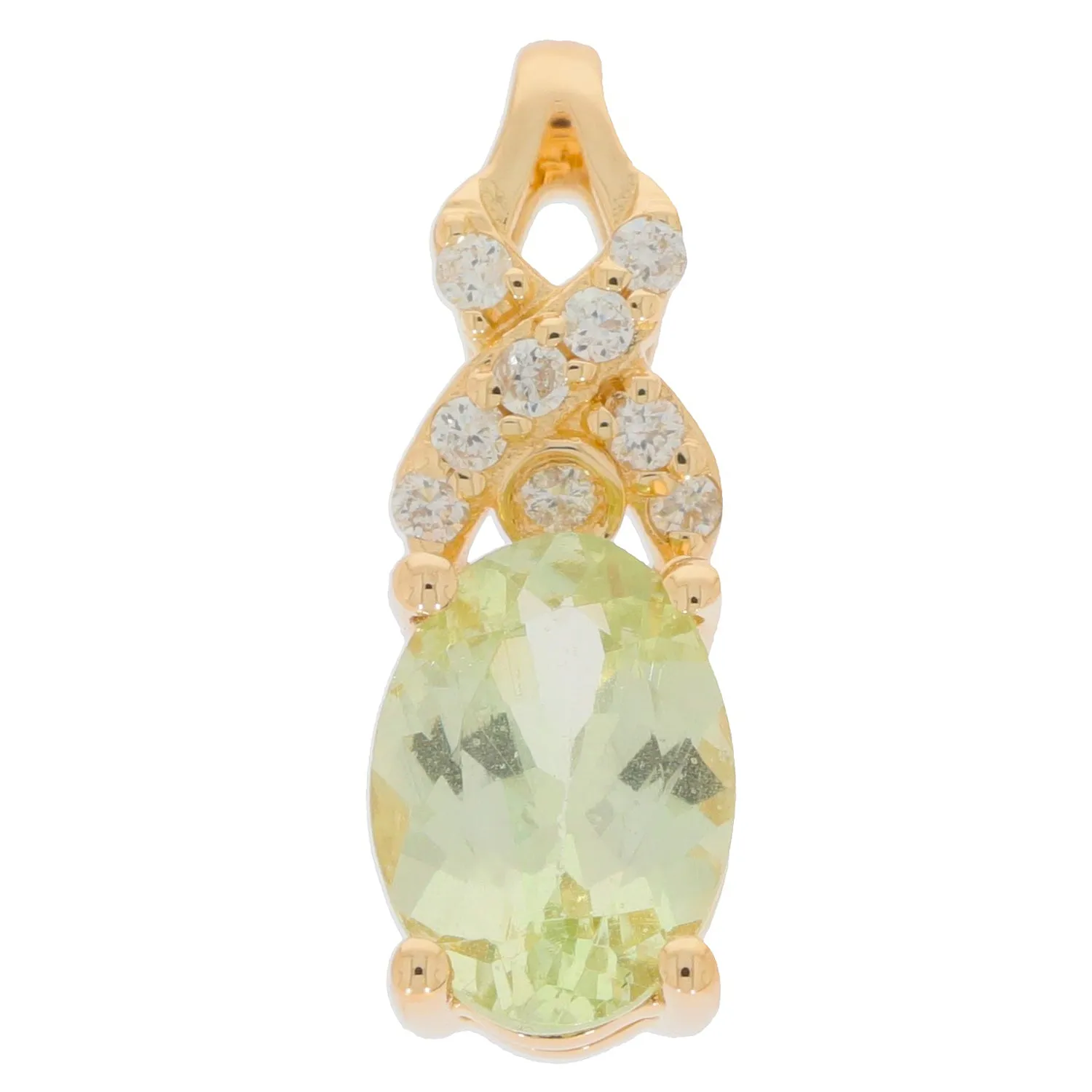 Green Peridot 14K Yellow Gold Pendant with Diamond Accent