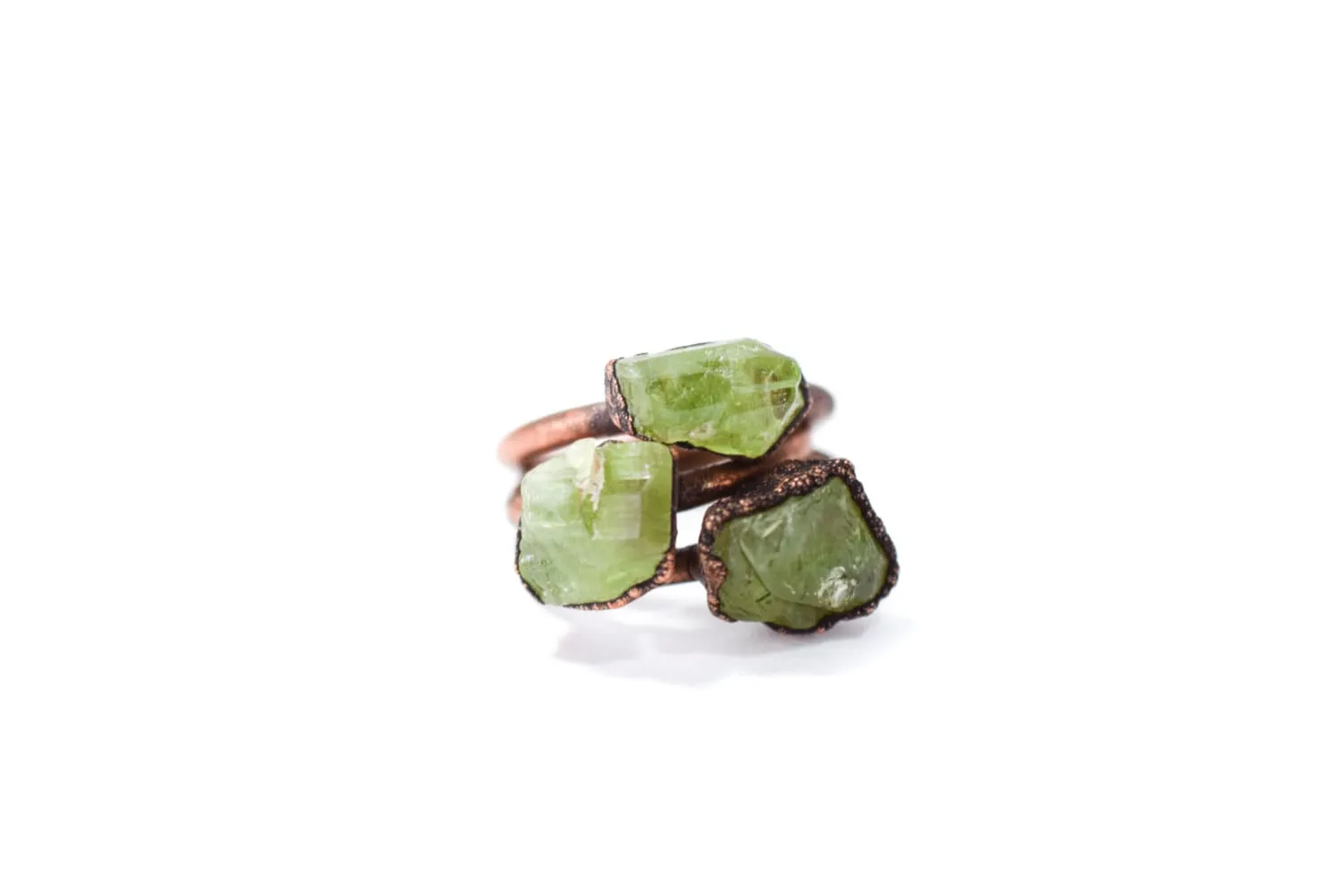 Green Peridot ring | Raw peridot ring
