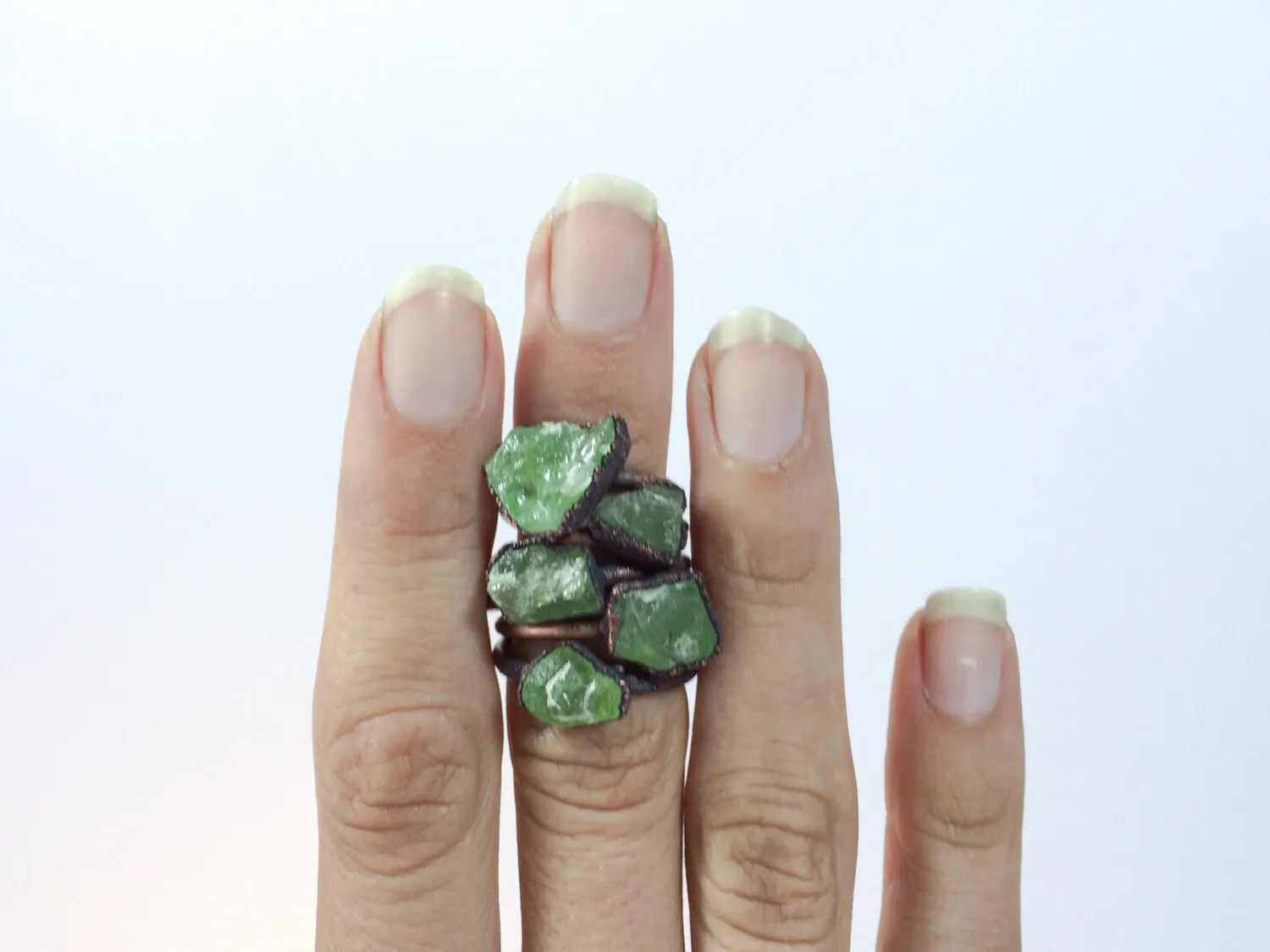 Green Peridot ring | Raw peridot ring