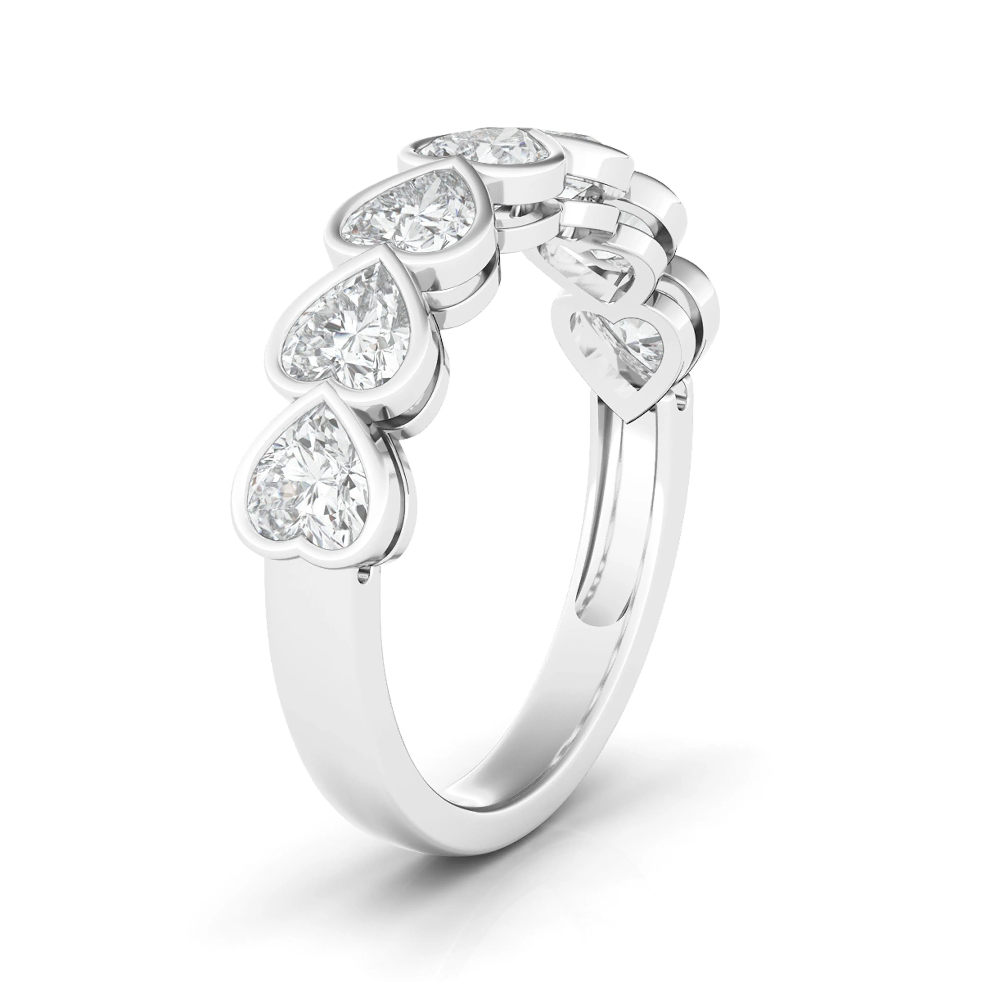 Half Bezel Heart Diamond Eternity Band