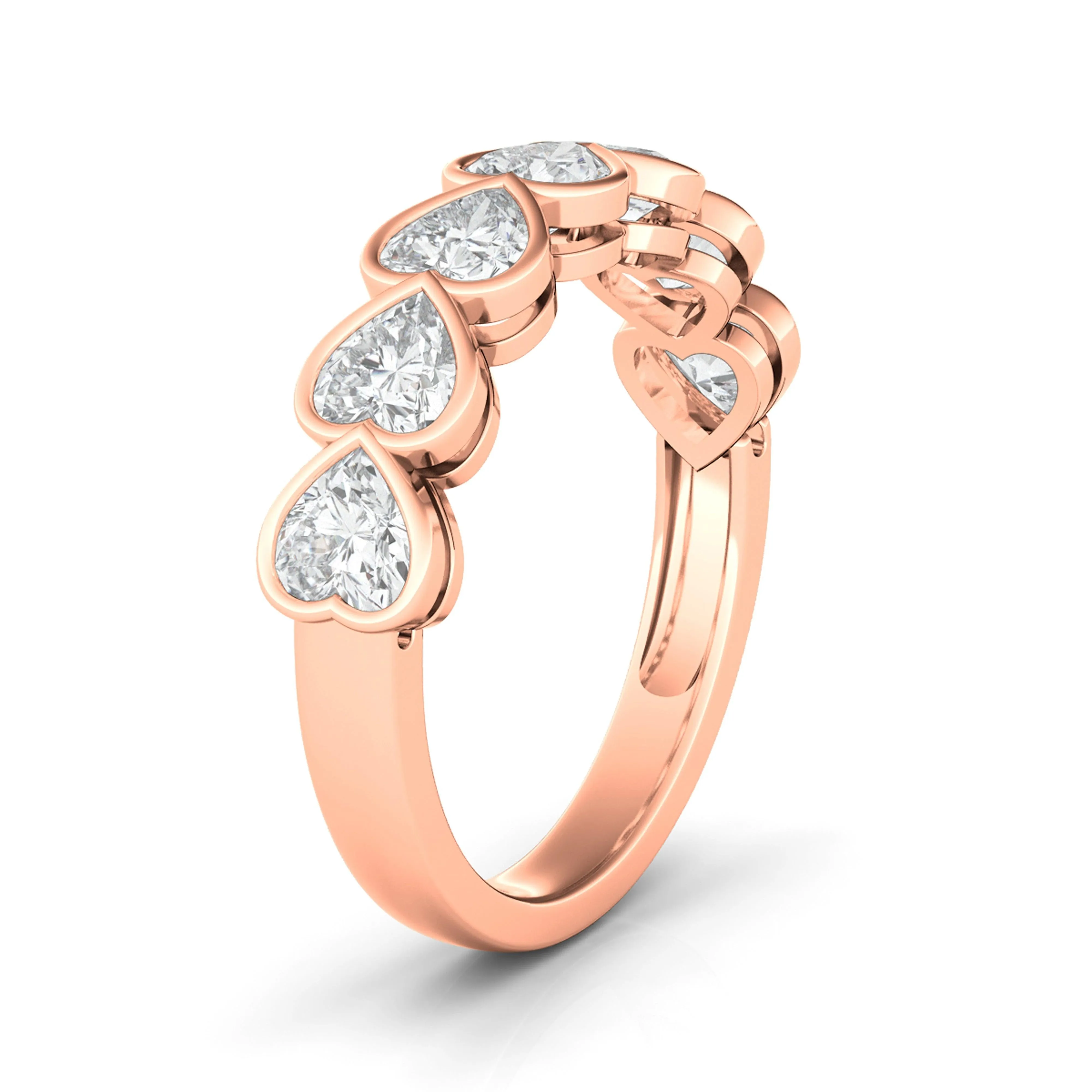 Half Bezel Heart Diamond Eternity Band