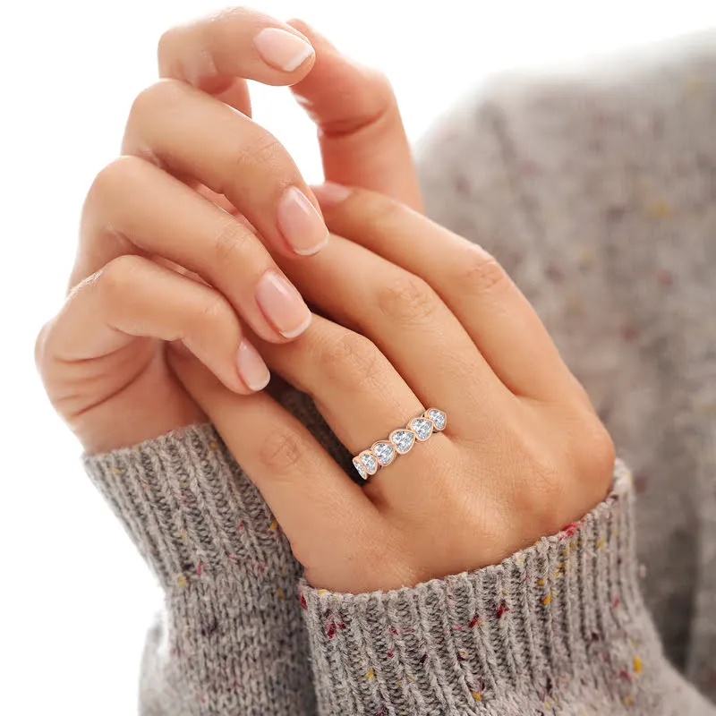 Half Bezel Heart Diamond Eternity Band