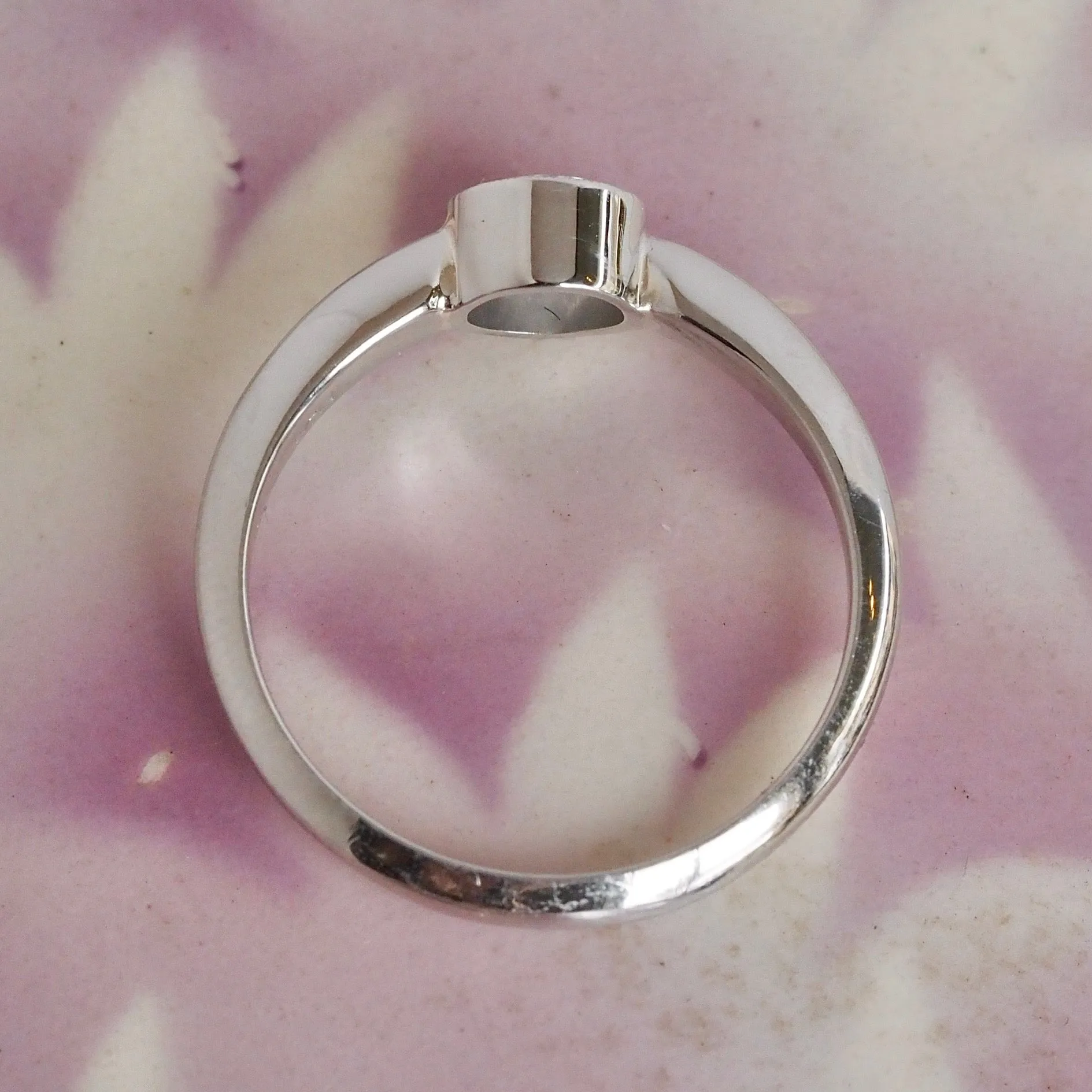 Half Carat Round Brilliant Cut Diamond Solitaire Platinum Bezel Set Engagement Ring