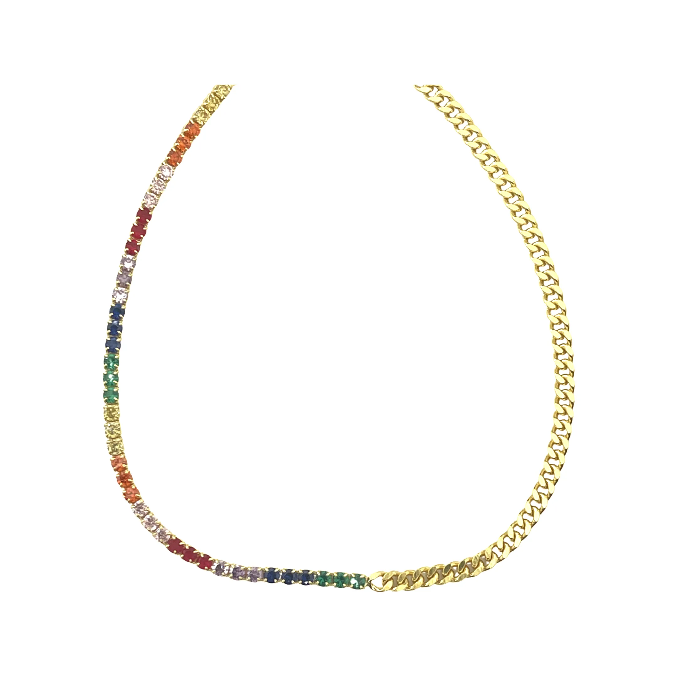 Half Rainbow Half Cuban Anklet