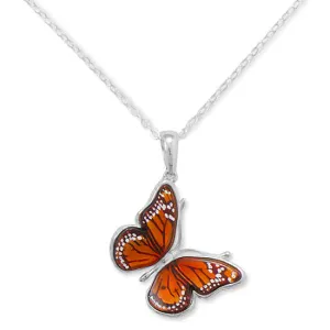 Hand Carved Amber Monarch Butterfly Necklace