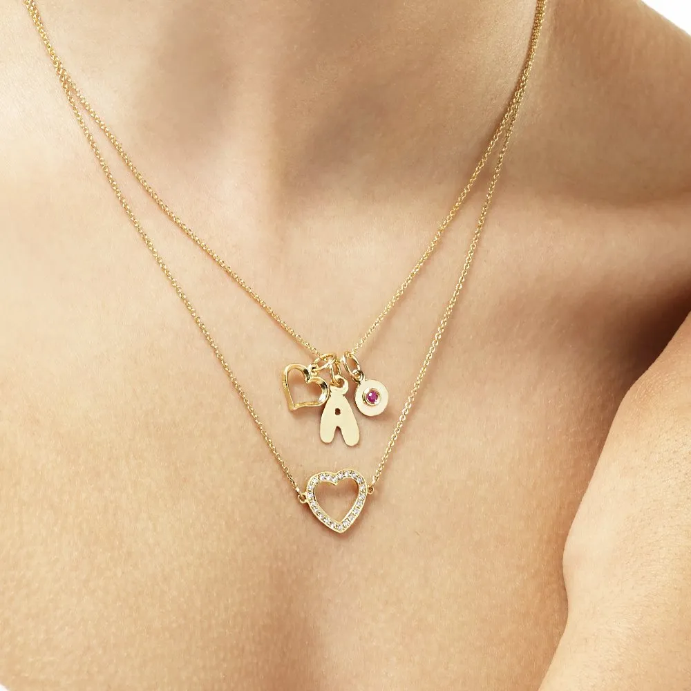 Heart Necklace Pavé Diamonds