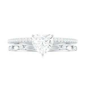 Heart Shape Moissanite Solitaire Engagement Ring in Gold
