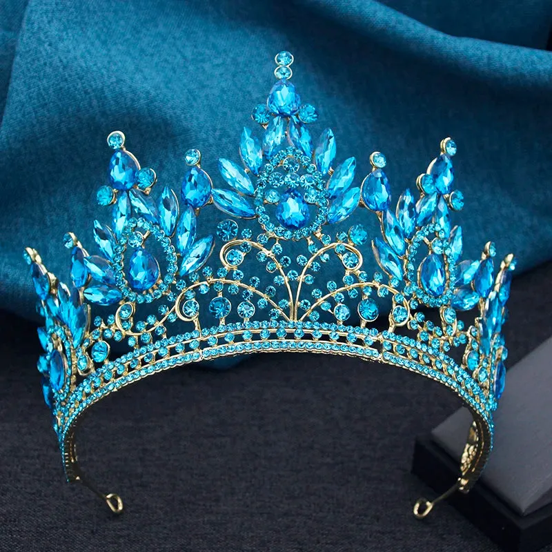 High Royal Queen Crown for Women Crystal Banquet Tiara Costume Hair Accessories