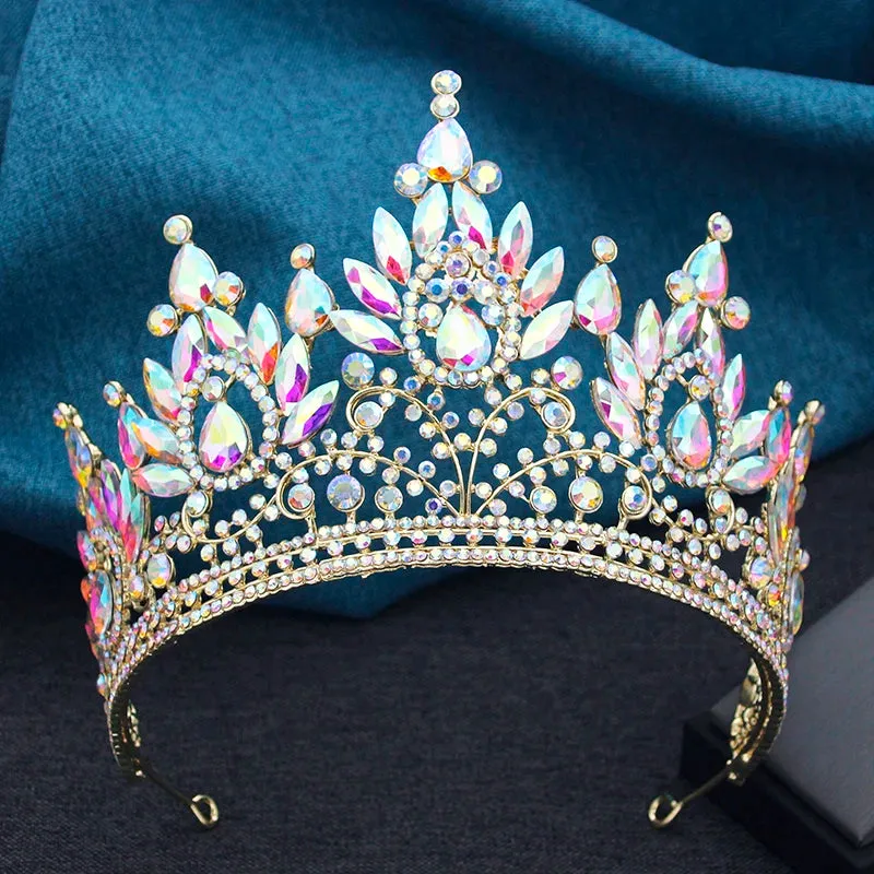 High Royal Queen Crown for Women Crystal Banquet Tiara Costume Hair Accessories