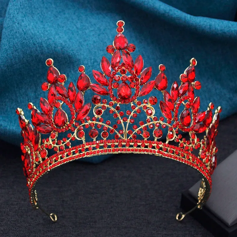 High Royal Queen Crown for Women Crystal Banquet Tiara Costume Hair Accessories