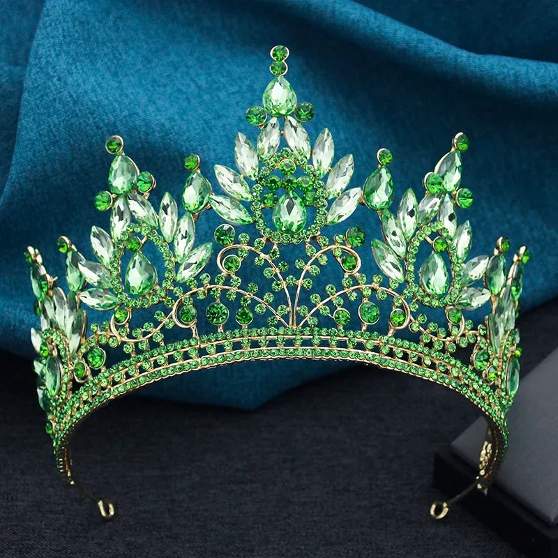 High Royal Queen Crown for Women Crystal Banquet Tiara Costume Hair Accessories