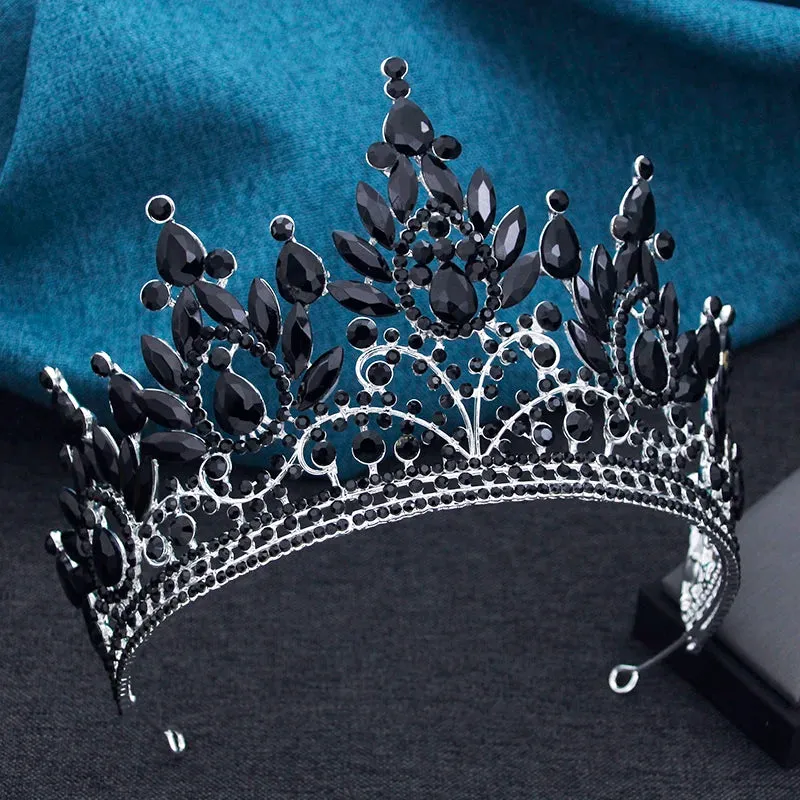 High Royal Queen Crown for Women Crystal Banquet Tiara Costume Hair Accessories