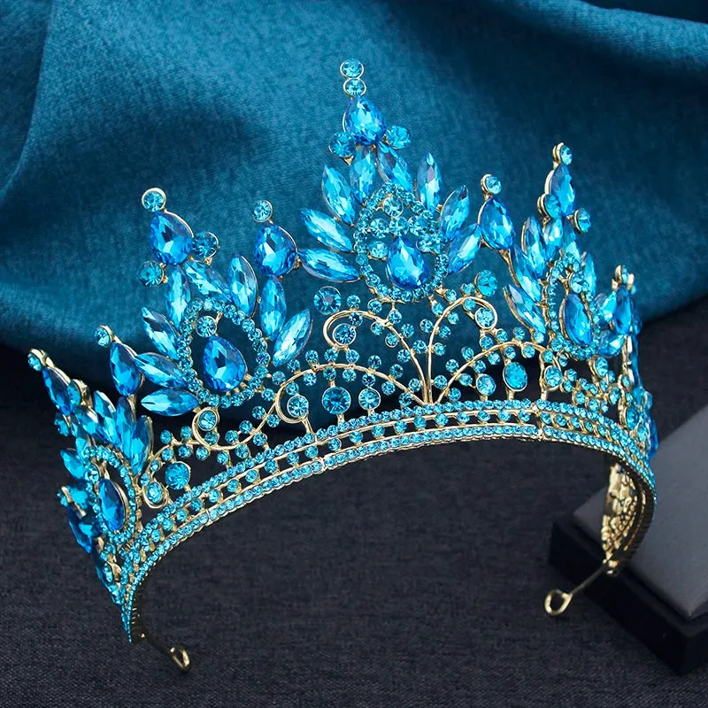 High Royal Queen Crown for Women Crystal Banquet Tiara Costume Hair Accessories