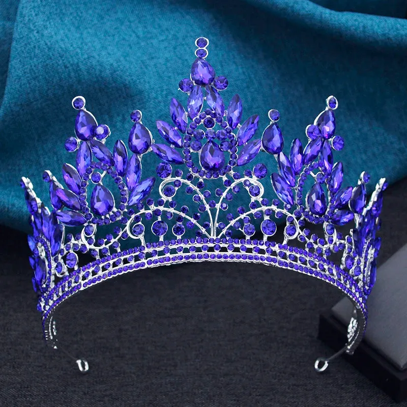 High Royal Queen Crown for Women Crystal Banquet Tiara Costume Hair Accessories