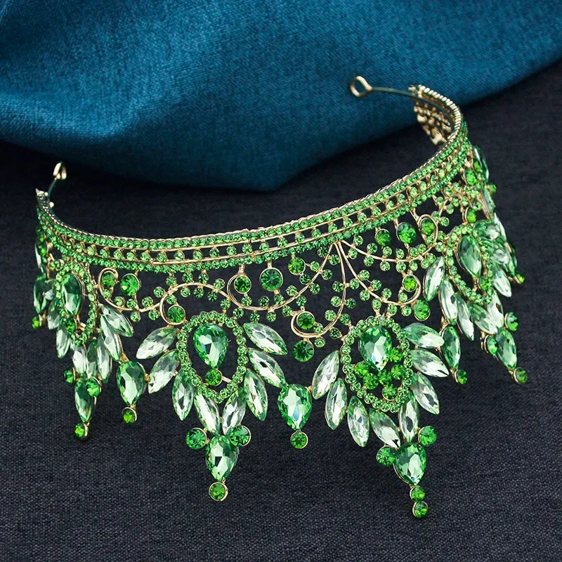 High Royal Queen Crown for Women Crystal Banquet Tiara Costume Hair Accessories