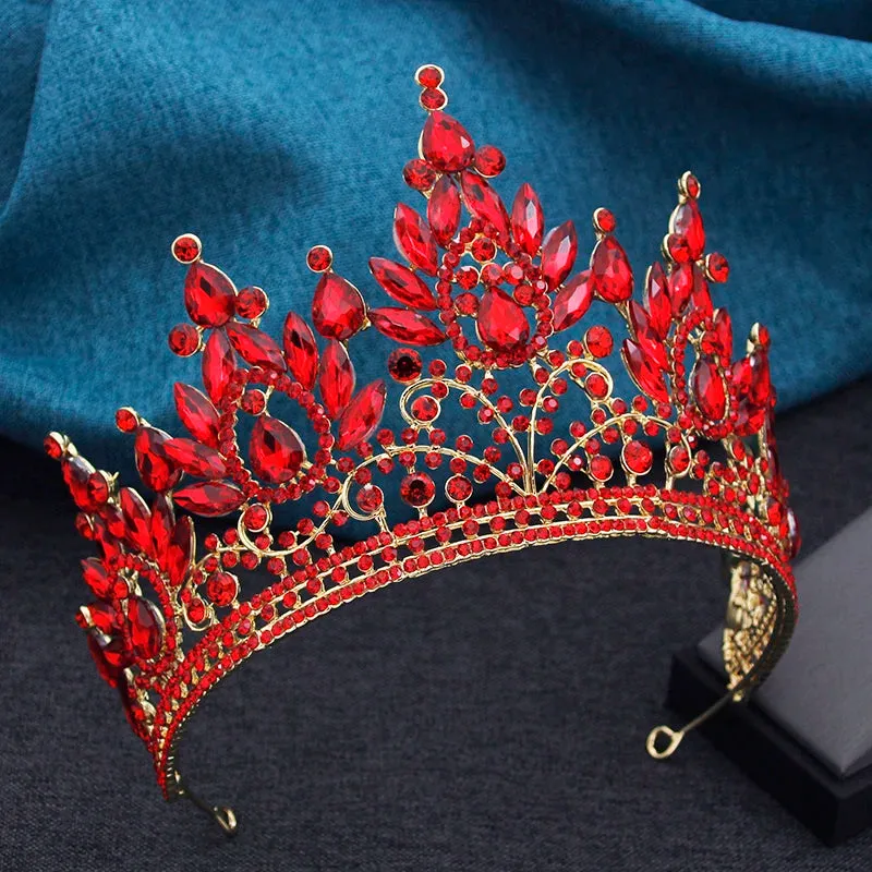High Royal Queen Crown for Women Crystal Banquet Tiara Costume Hair Accessories
