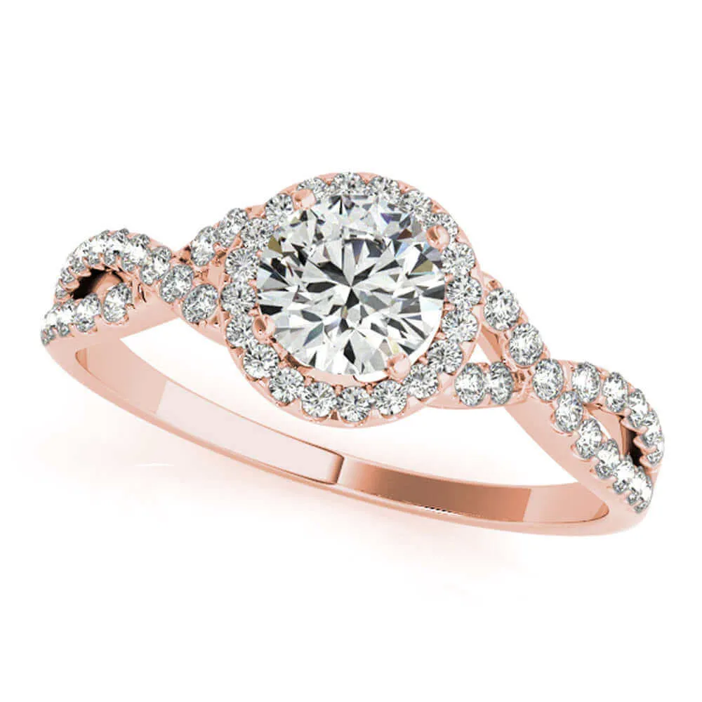 JewelMore 1/2 Carat Halo Daimond Engagement Bridal Ring Set 14K Solid Yellow Gold (I-J/I2-I3)