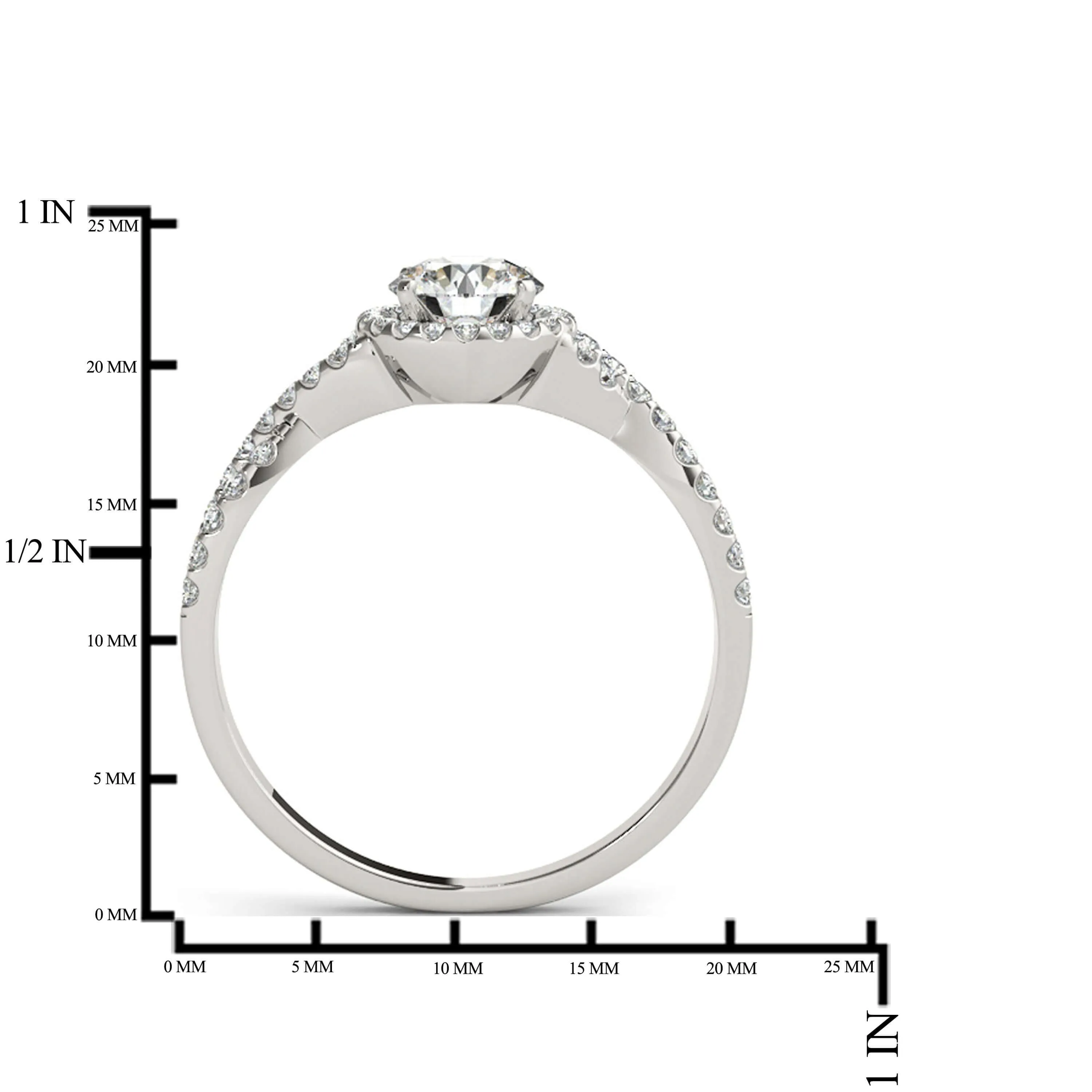 JewelMore 1/2 Carat Halo Daimond Engagement Bridal Ring Set 14K Solid Yellow Gold (I-J/I2-I3)
