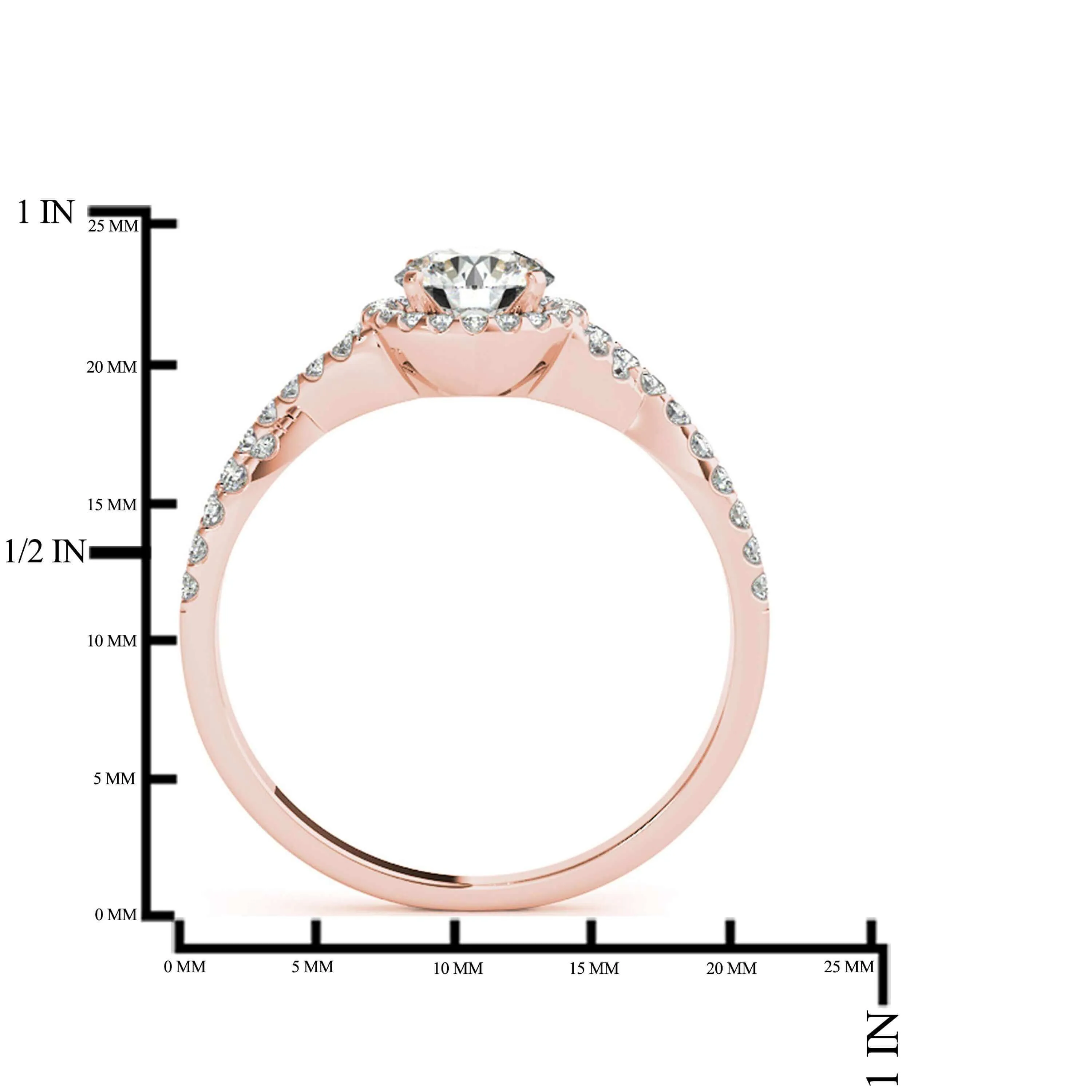 JewelMore 1/2 Carat Halo Daimond Engagement Bridal Ring Set 14K Solid Yellow Gold (I-J/I2-I3)