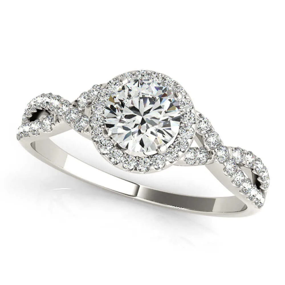 JewelMore 1/2 Carat Halo Daimond Engagement Bridal Ring Set 14K Solid Yellow Gold (I-J/I2-I3)