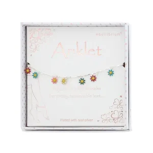 Joe Davies Colourful Daisies Silver Plated Anklet