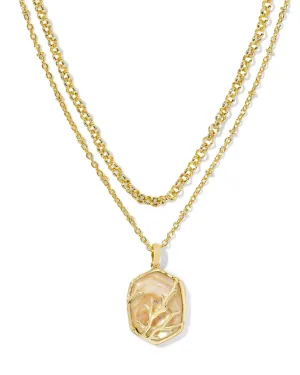 Kendra Scott Daphne Gold Coral Frame Multi Strand Necklace in Iridescent Abalone
