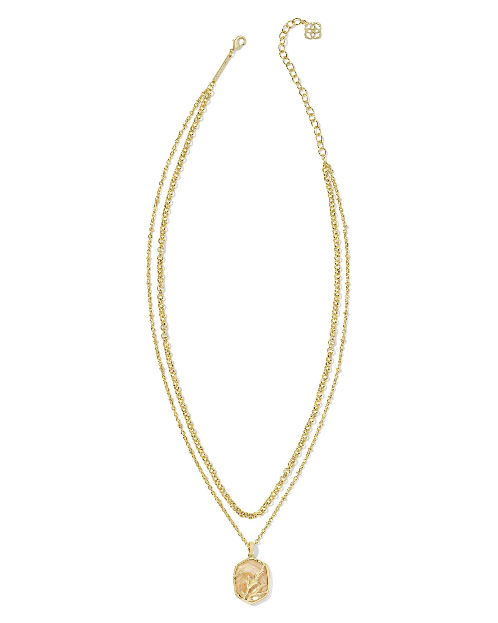 Kendra Scott Daphne Gold Coral Frame Multi Strand Necklace in Iridescent Abalone