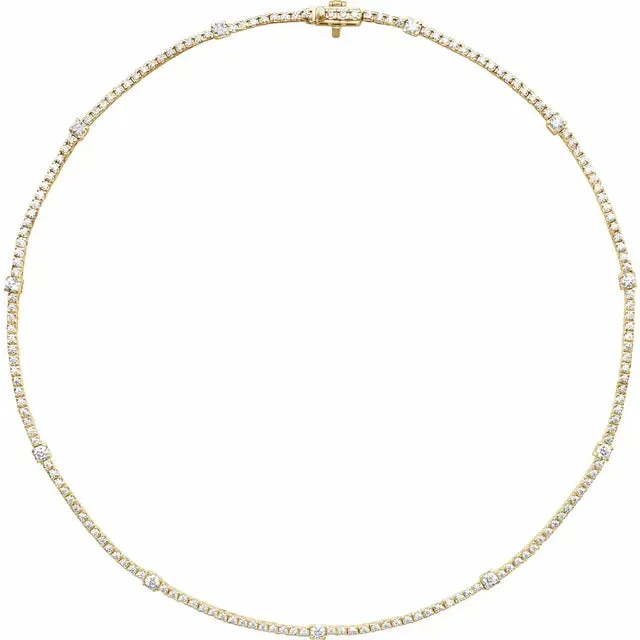 Lab-Grown Station Tennis Necklace
