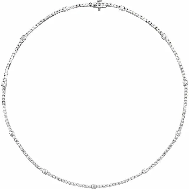 Lab-Grown Station Tennis Necklace
